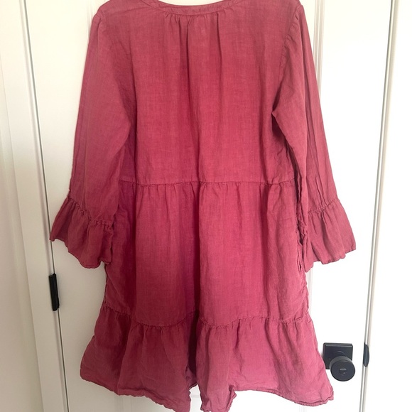 Velvet by Graham & Spencer Raspberry Pink Tiered Long Sleeve Dress XL - Picture 4 of 4